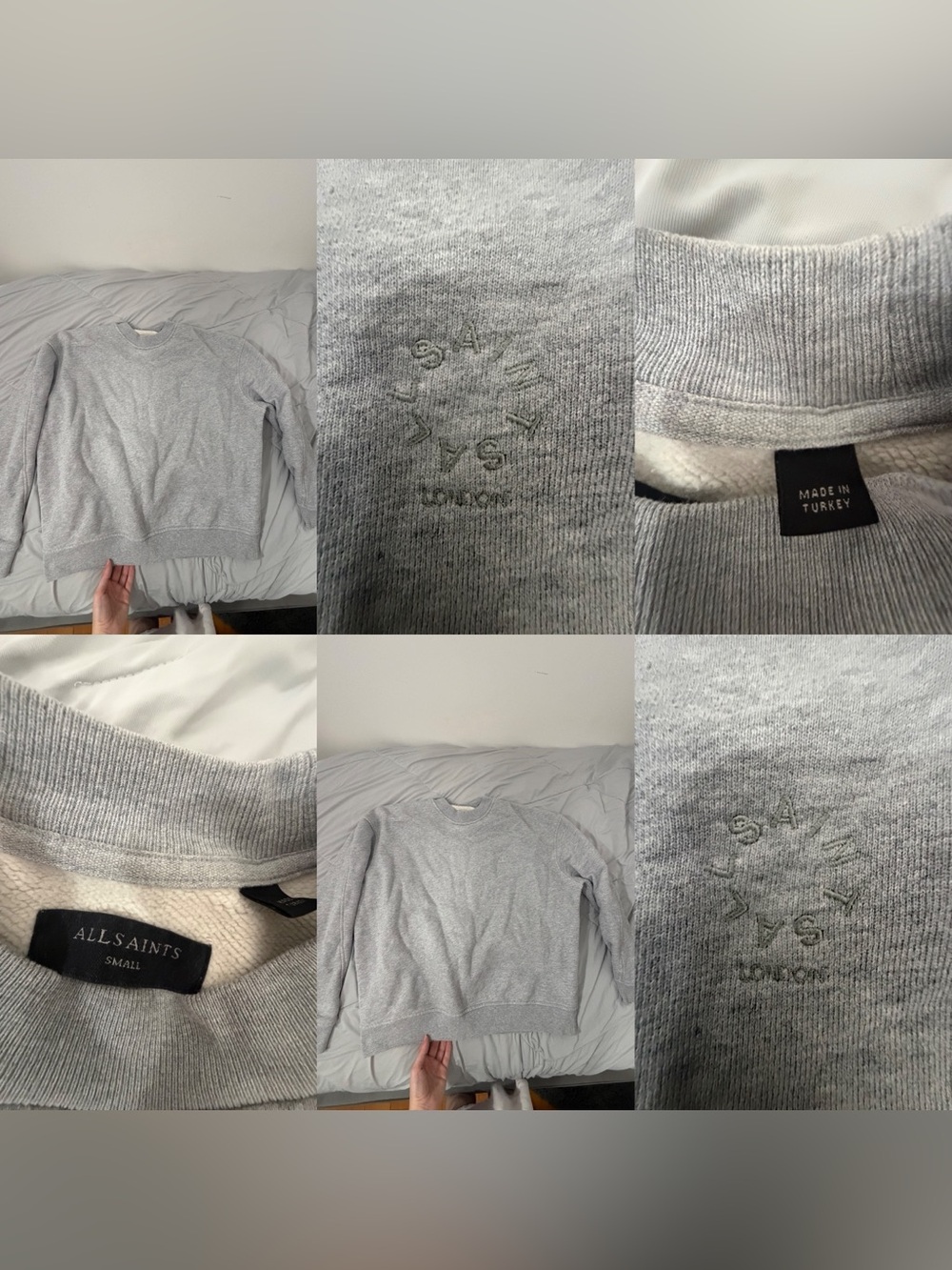 All Saints Light Grey Crewneck Sweatshirt
